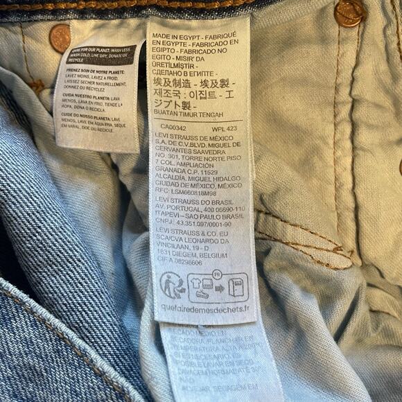 Levi’s 501 Jeans Mens 34x32 Blue Denim Pants Dark Wash Workwear Faded Button Fly - Picture 11 of 13